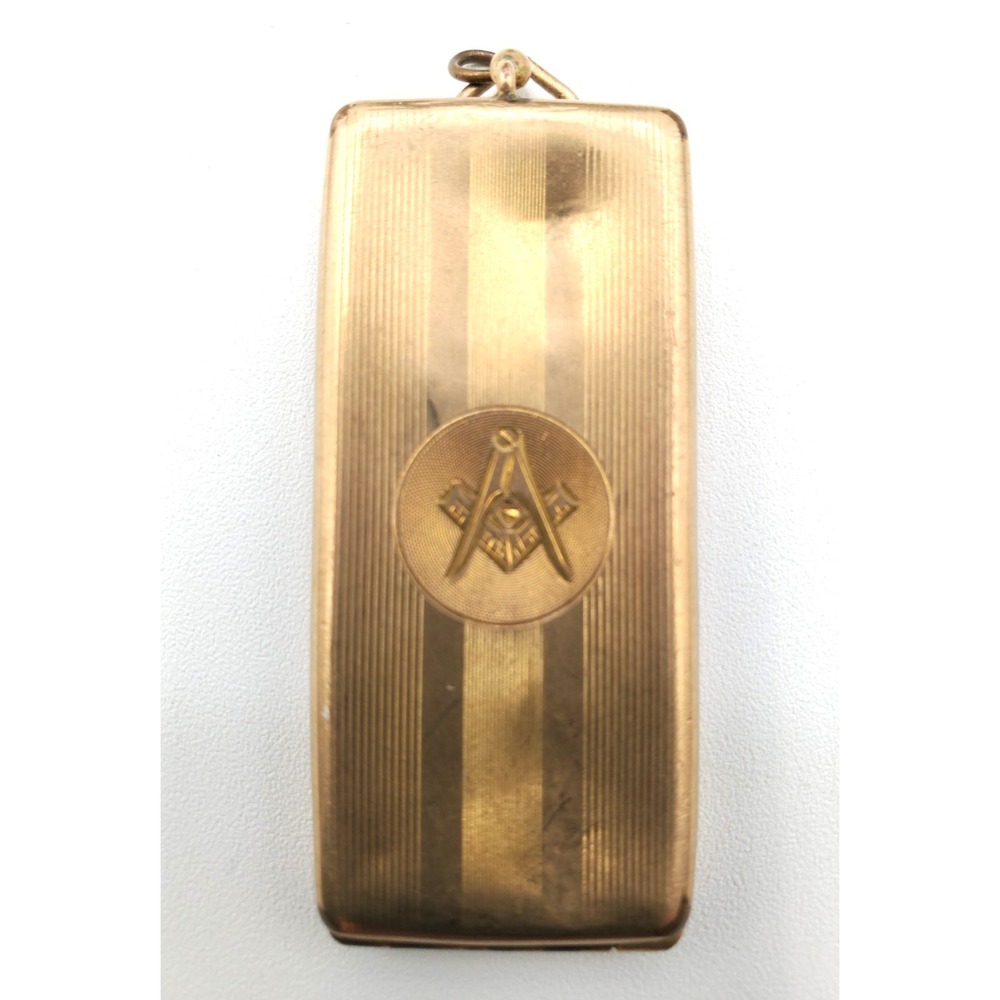 Antique Masonic Pocket Watch Locket Fob Gold Tone READ